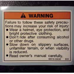 Suzuki warning info mærke til DM50 og FZ50